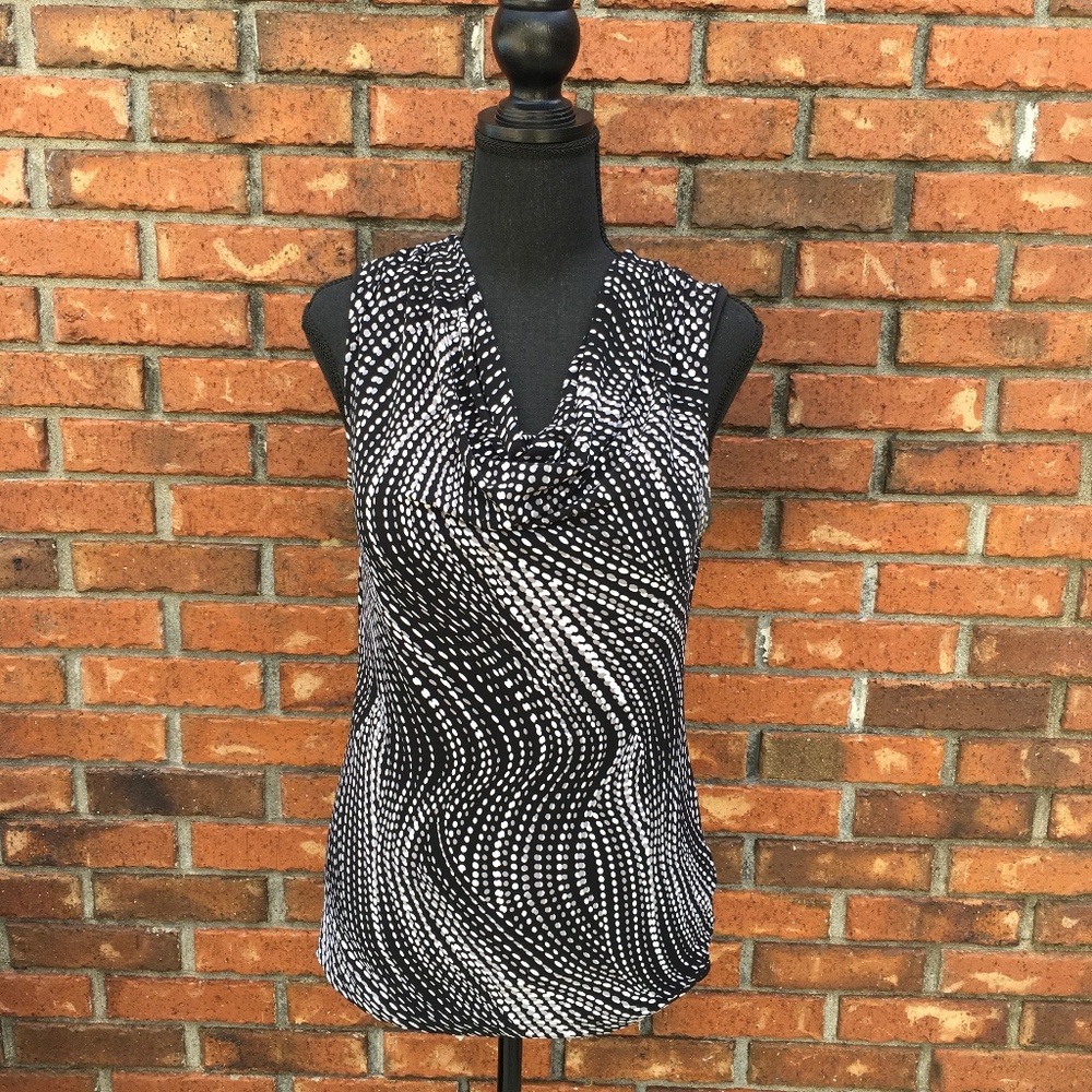 Kasper women’s sleeveless cowl top, black & white